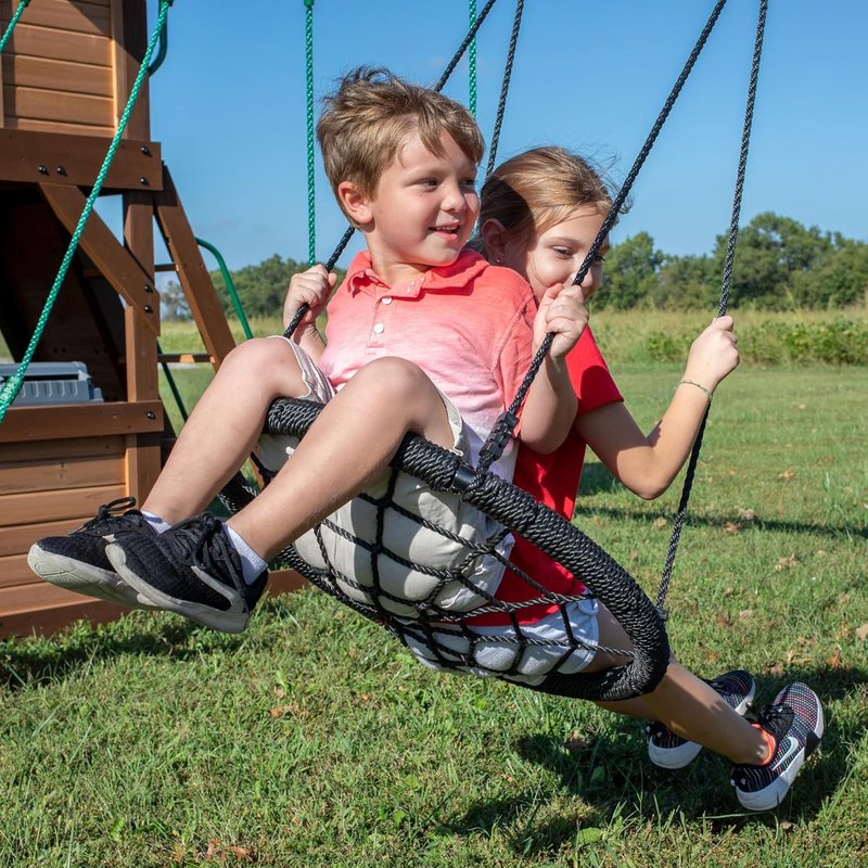 Cedar Cove Wood Swing Set - Backyard Playset with Spiral Tube, Wave Slide, Clubhouse & More | For Kids 10+ Years