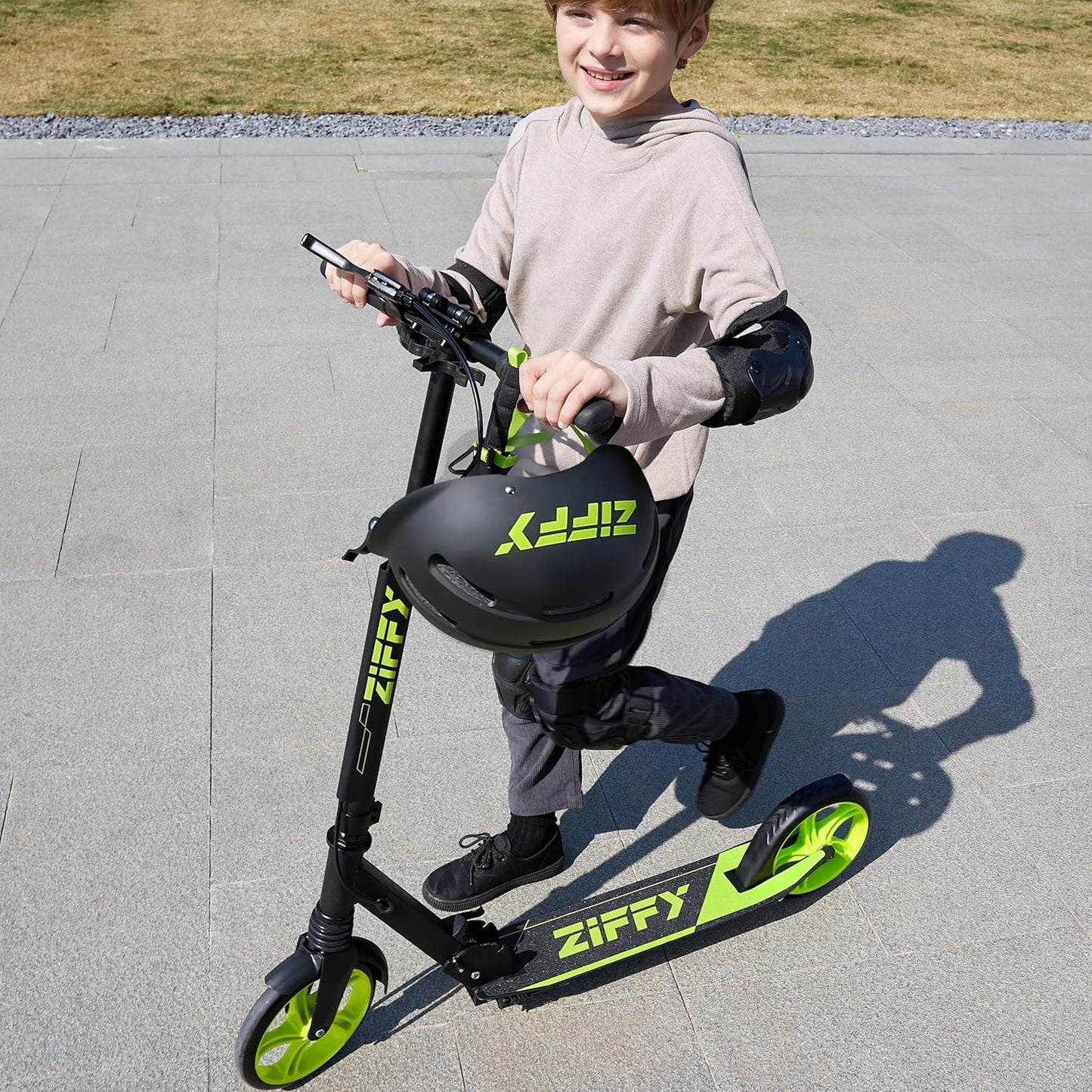 JOVA ZIFFY Kids Scooter - Foldable Kick Scooter with Hand Brake | 4 Adjustable Heights, Lightweight Design, Supports 220 lbs