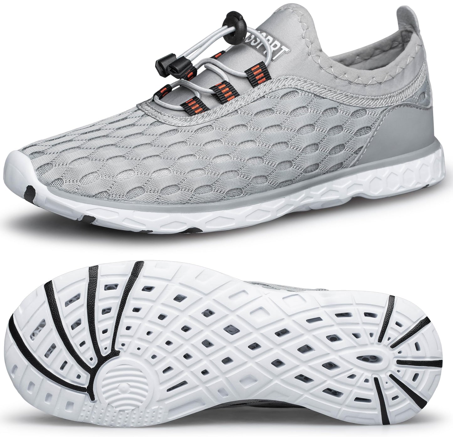 DOUSSPRT Men's Water Shoes Quick Drying Sports Aqua Shoes LightGrey Size 9