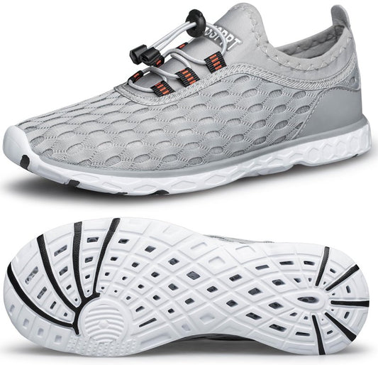 DOUSSPRT Men's Water Shoes Quick Drying Sports Aqua Shoes LightGrey Size 9