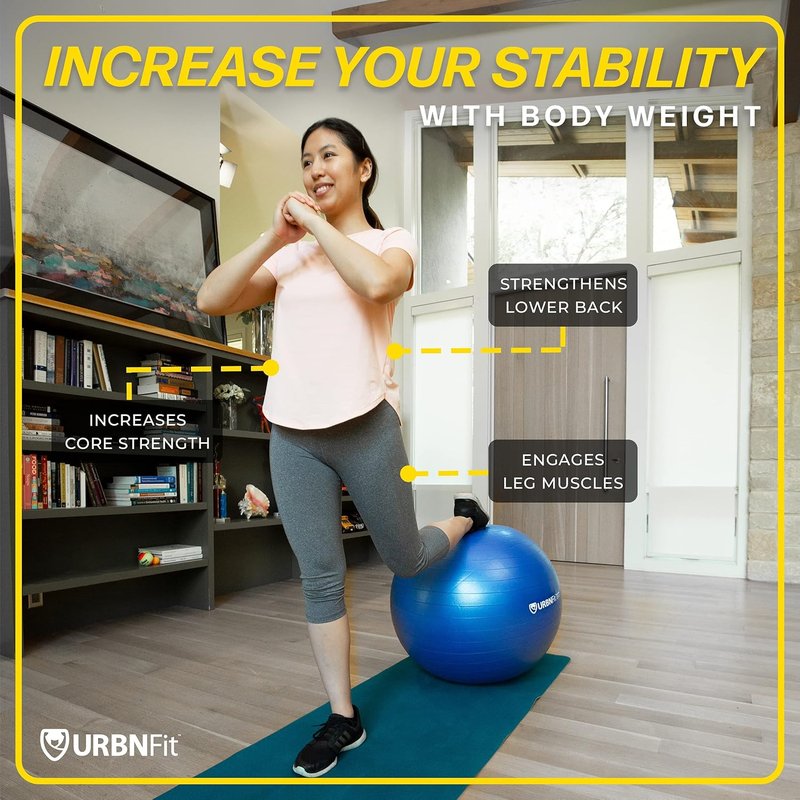URBNFit Exercise Ball - Anti-Burst Yoga Ball for Stability & Pregnancy | Fitness Ball Chair for Home or Office