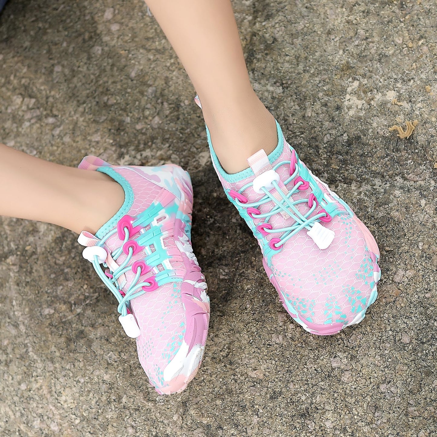 ANYUETE Kids Water Shoes Boys Girls Quick Dry Aqua Socks Barefoot Beach Pool Swim Pink 13 Little Kid