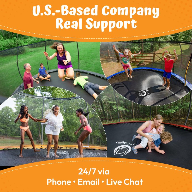 JUMPZYLLA Trampoline Outdoor 8FT 10FT 12FT 14FT 15FT 16FT with Enclosure and Ladder, ASTM Approved Recreational Trampoline for Kids and Adults, Anti-Rust Coated Frame (Gray, 8FT)