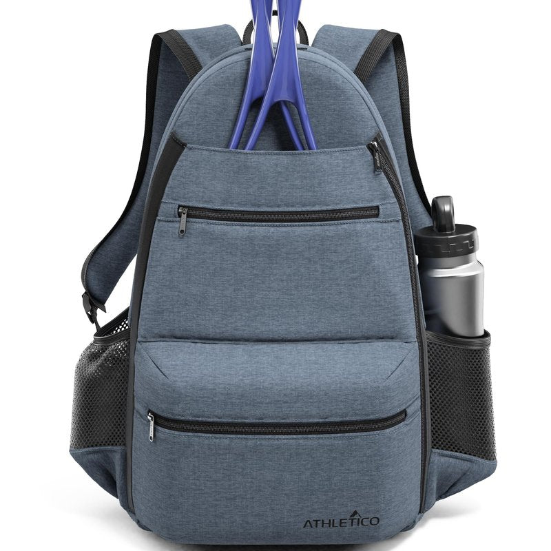 Athletico City Tennis Bag - Tennis Backpack for Men & Women Holds 2 Rackets & Shoes - Bags With Racquet Holder For Tennis, Pickleball, Squash & Badminton - Women's (Gray)