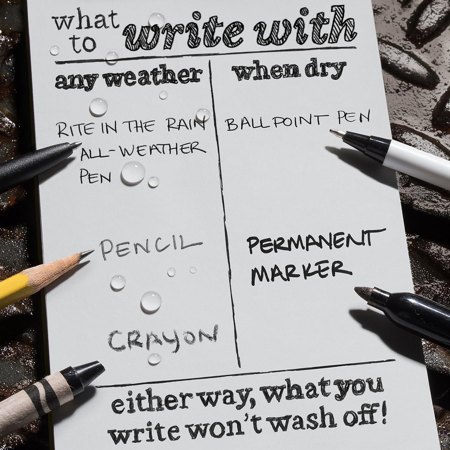Weatherproof Top Spiral Notebook - Rite in the Rain | 3" x 5", Black Cover, Universal Pattern, 3 Pack