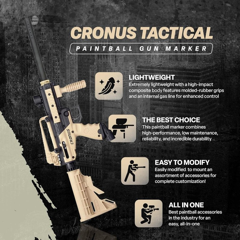 Tippmann Cronus Tactical Paintball Gun Marker Package - 20oz Mega 4+1 Set
