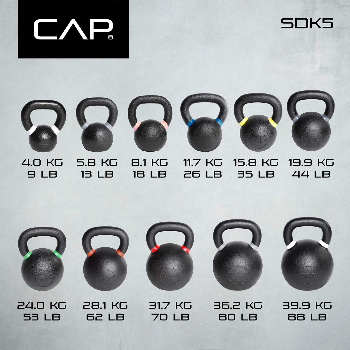 CAP Barbell Cast Iron Competition Kettlebell Weight, 44 Pounds