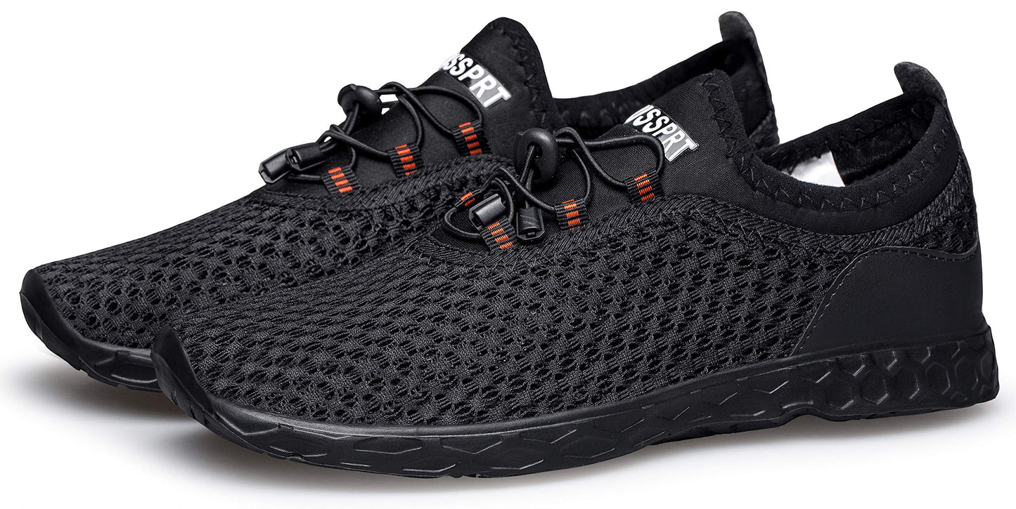 DOUSSPRT Men's Water Shoes Quick Drying Sports Aqua Shoes AllBlack Size 11