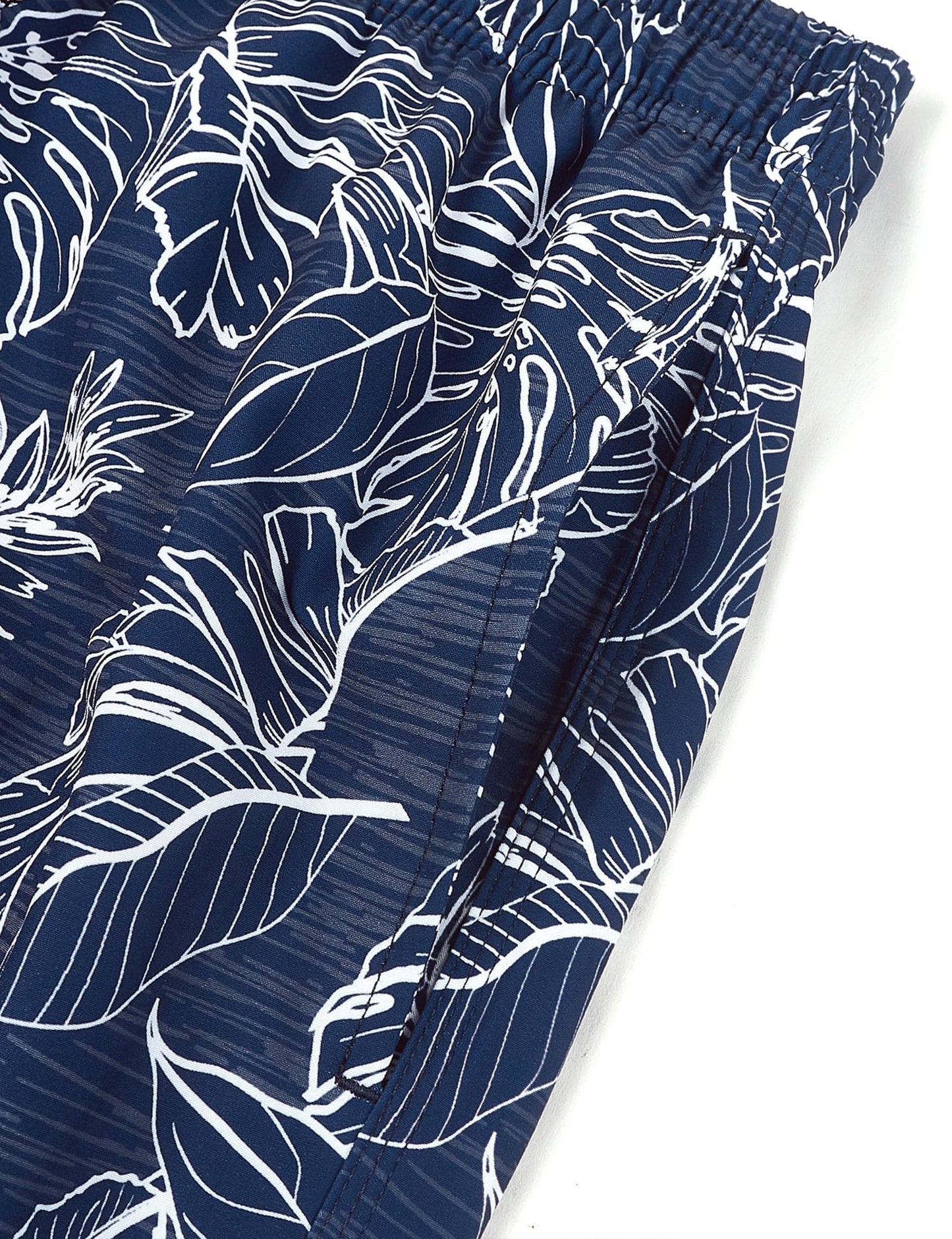 ELETOP Men's Swim Trunks Quick Dry Bathing Suit Swimming Board Shorts Mesh Lining Beach Swimwear Palm Leaf Blue XXL