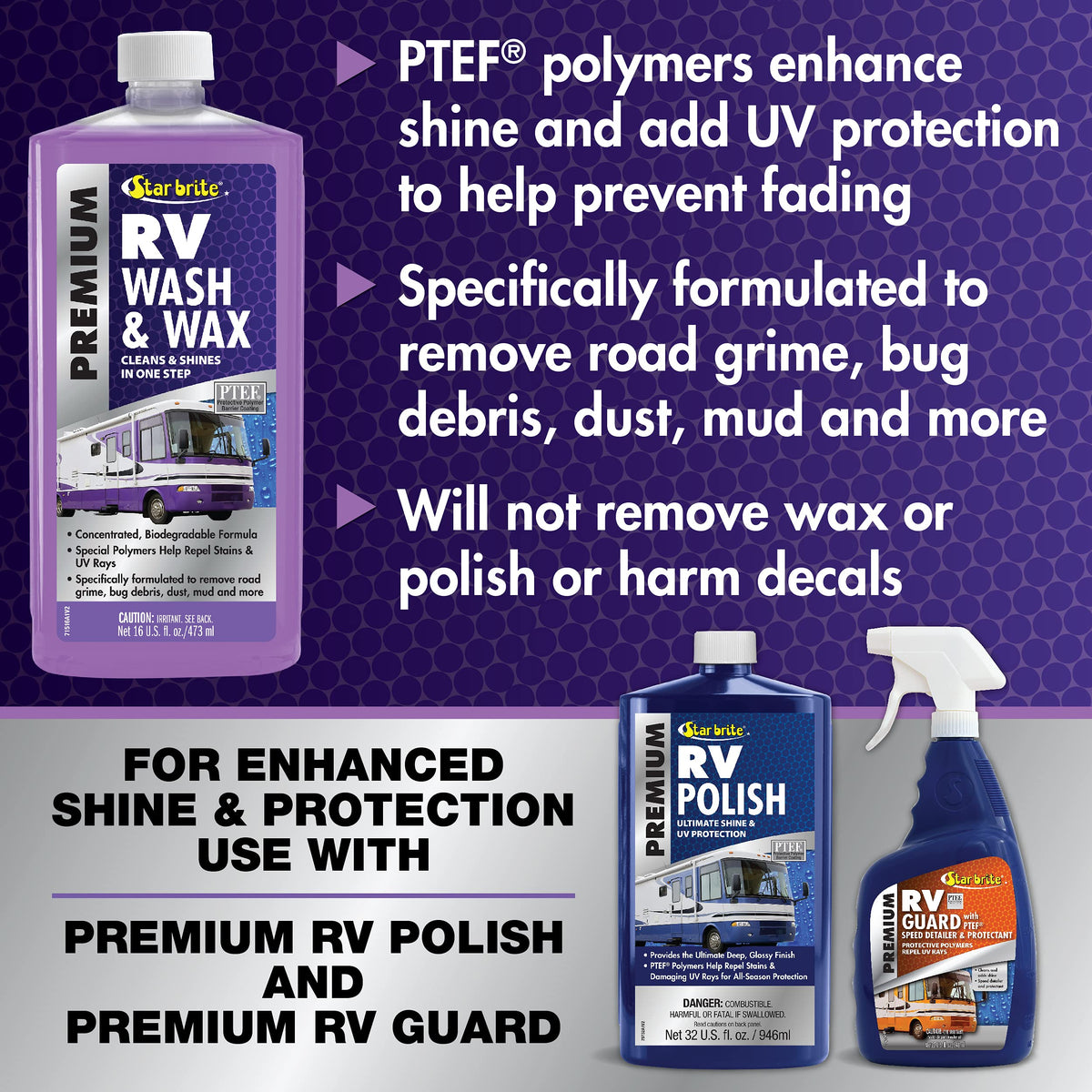 STAR BRITE RV Wash & Wax - Concentrated Cleaner - Cleans & Shines in One Easy Step + Repels Future Stains & Protects from UV Damage 128 Oz (71500)