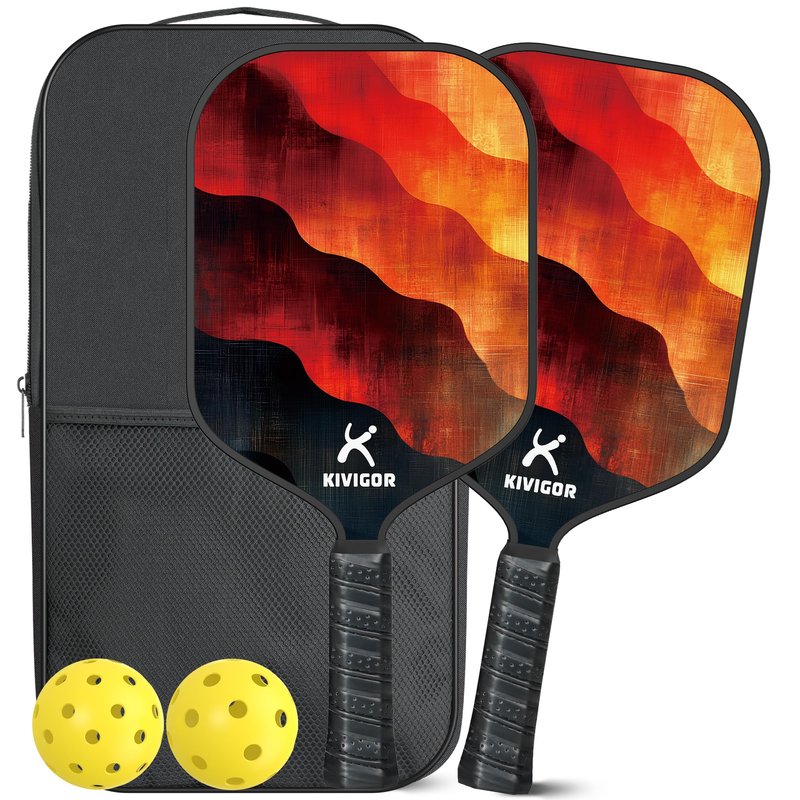 KIVIGOR Pickleball Paddles Set of 2, Fiberglass Surface, Polypropylene Honeycomb Core,Lightweight Rackets Pickle Ball Paddle Set 2 Pack Outdoor Pickleball Gifts for Men Women Adults,P6