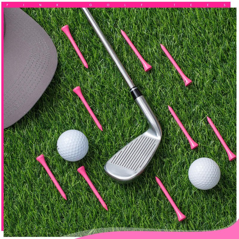 Jenaai 200 Pcs Golf Tees Bamboo Golf Tees Professional Golf Tees Bulk for Women Golf Club Accessories(2-3/4 Inch,Pink)
