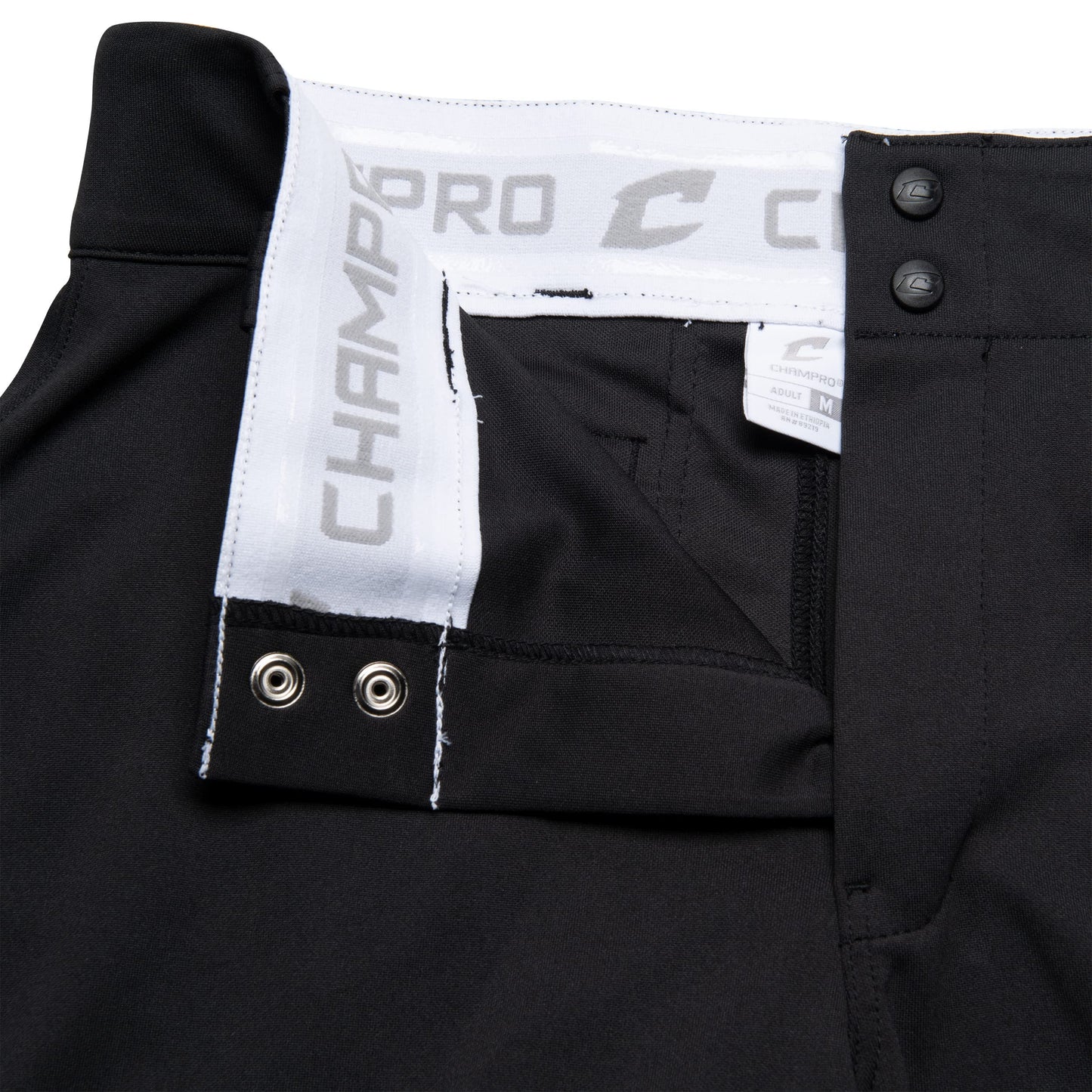Champro Traditional Fit Triple Crown Classic Baseball Pants in Solid Color with Reinforced Sliding Areas, Black, Medium