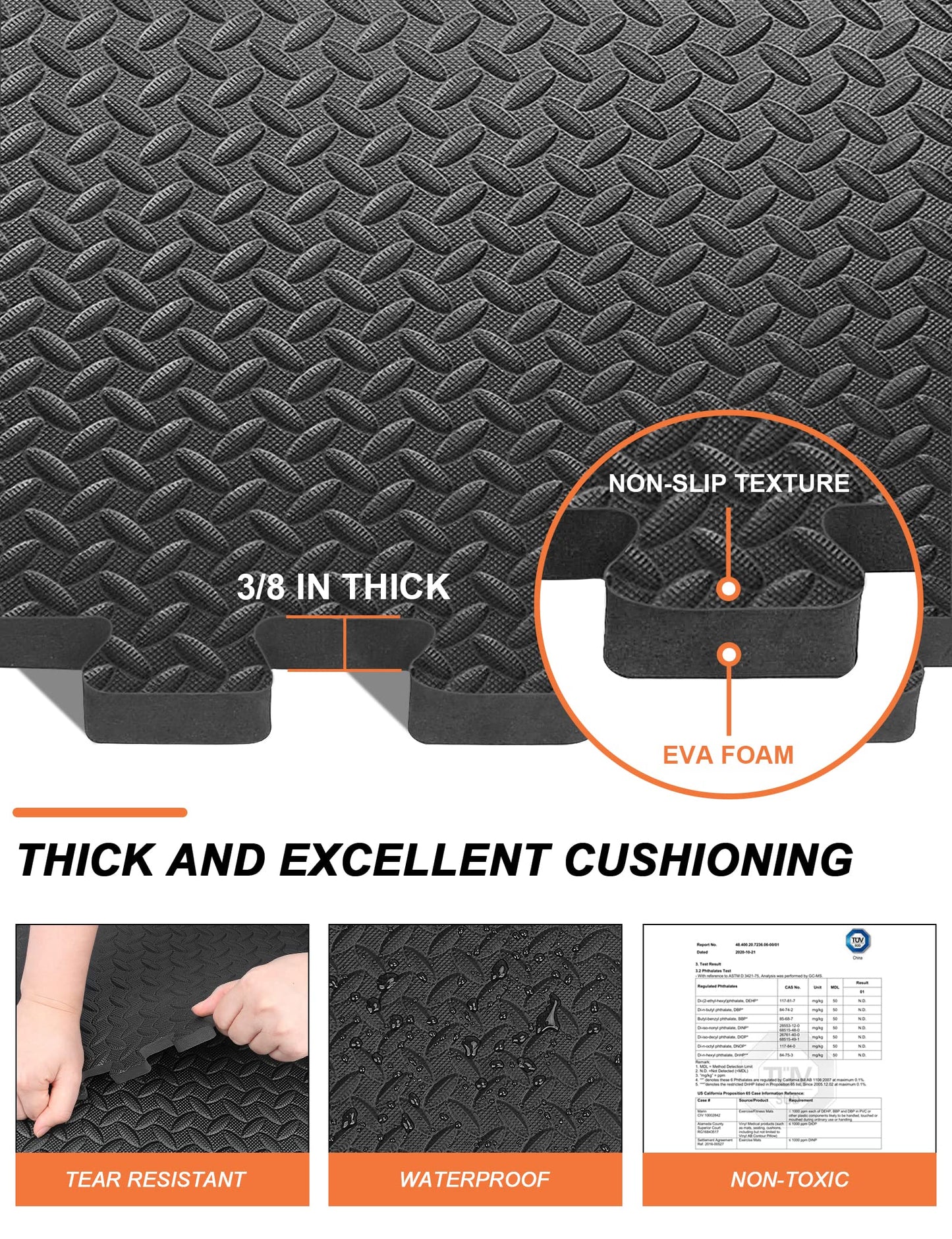 innhom Gym Flooring Gym Mats Exercise Mat for Floor Workout Mat Foam Floor Tiles for Home Gym Equipment Garage, 24 Black and 24 Gray