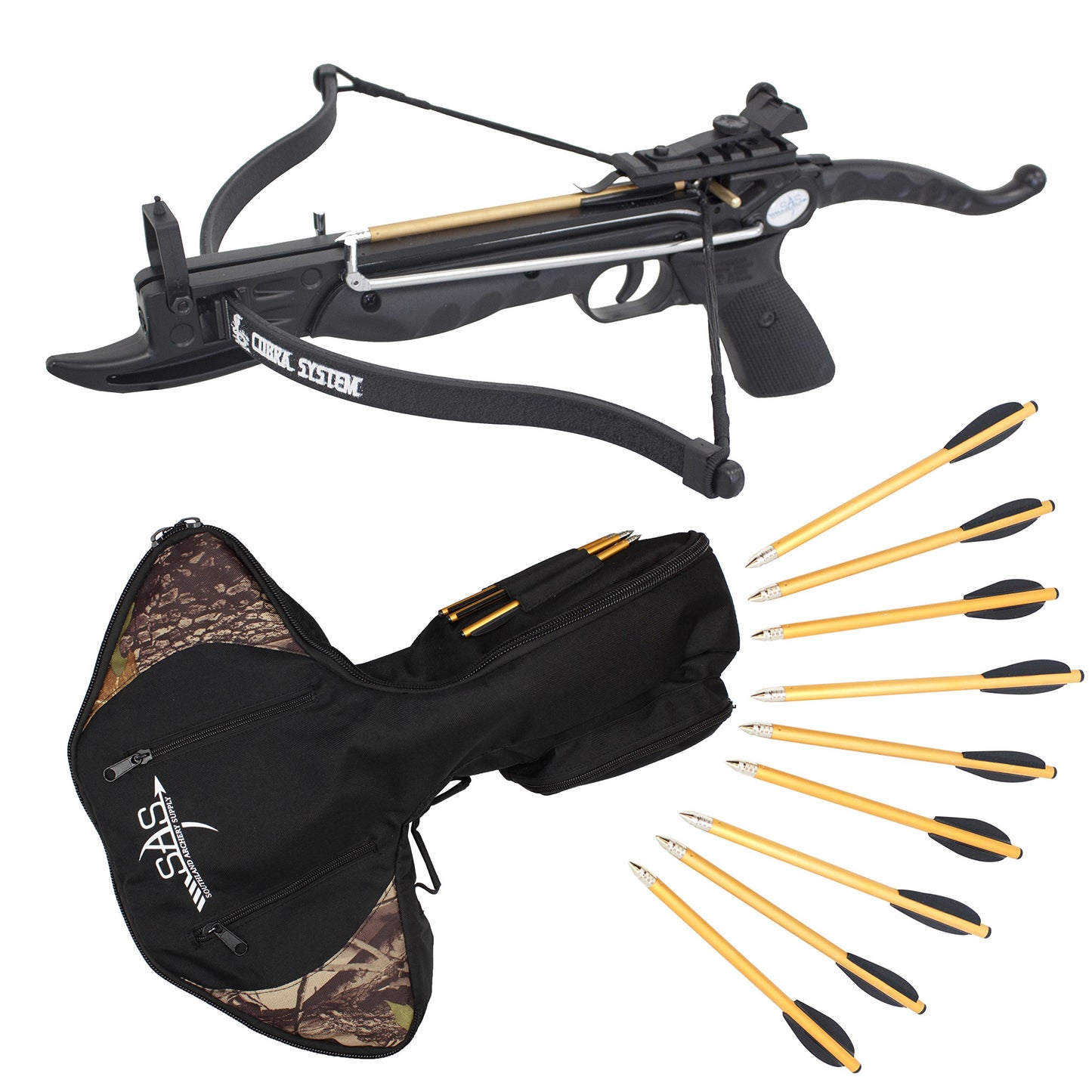 SAS Prophecy 80 LBS Aluminum Self-Cocking Crossbow Bag Package - (Bag and Extra 10 x Bolts)