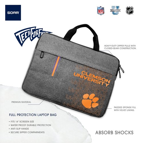SOAR NCAA 13 Inch Laptop Case, Clemson Tigers