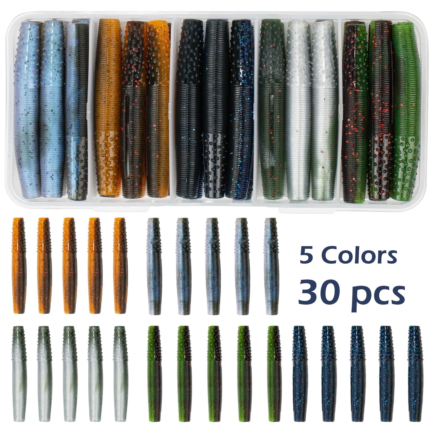 Bombrooster Ned Rig Worms Kit, TRD Soft Plastic Baits for Bass Fishing