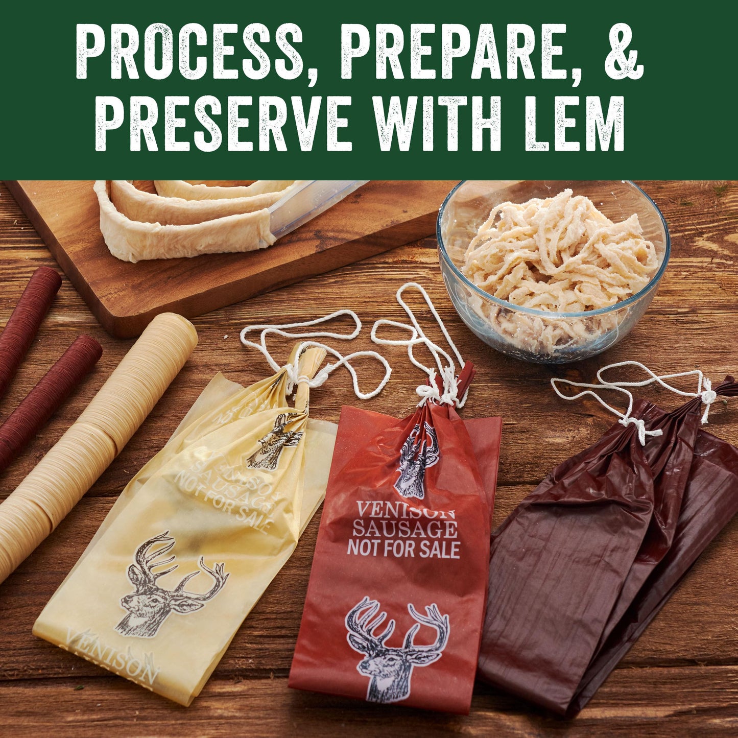 LEM Products Mahogany Fibrous Sausage Casings, 1.5" x 12" Non-Edible Casings for Summer Sausage, Pepperoni, Salami, Italian, Homemade Sausages, Stuffs Approx. 1 lb Each, 25-Pack