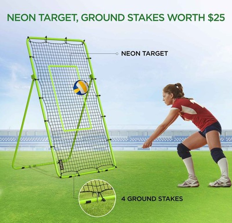 Volleyball Rebounder Net 7x4 ft Volleyball Rebounder Bounce Back Training Equipment for Volley Ball Practice Volleying Bumping Spiking Lacrosse Training with Five Adjustable Rebound Angles