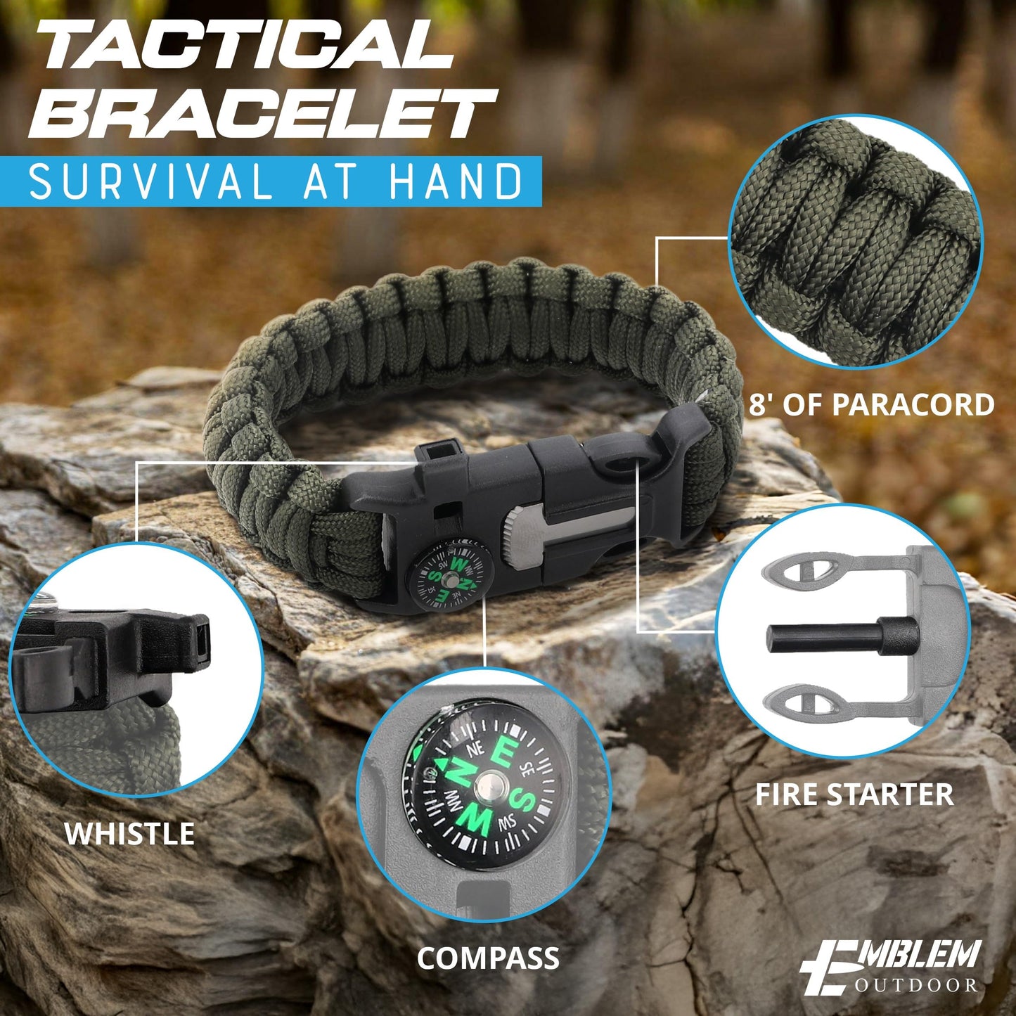 Emblem OD 242 Piece First Aid Survival Kit with Tourniquet | MOLLE Pouch with Paracord | Camping Hunting Hiking and Emergency Preparation | Survival Gear | Car First Aid Kit | Black