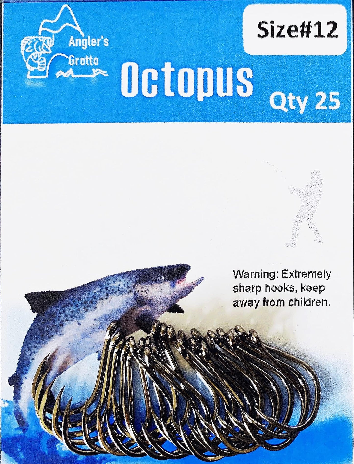 Angler's Grotto Octopus Hook | 25/50 Count Per Pack | Freshwater Saltwater Fishing Hooks | High Carbon Steel Extra Strength | Size #8#9#10#11#12#13#14#15 (Size #10, 50 Count)