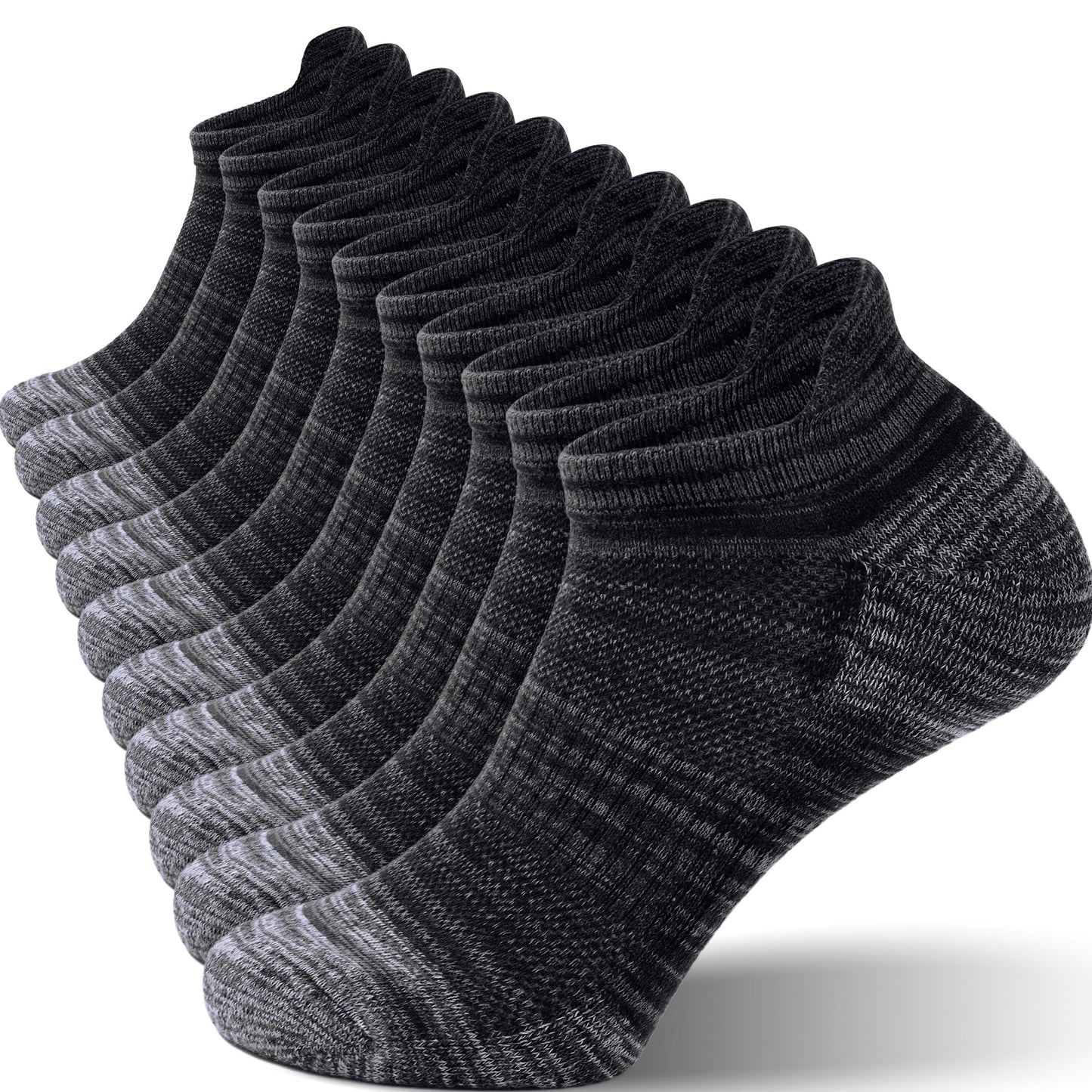 FYTUTESE Mens Socks Ankle Running Athletic Low Cut Cushioned Moisture Wicking Short Socks for Men 5 Pairs Black Size 9-12