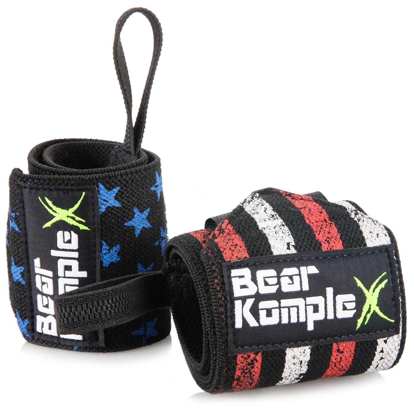 Bear KompleX Wrist Supports Band Wraps - Stabilize & Protect Wrists from Injury - Increase Workout Gains - Thumb Hooks & Superior Velcro Adjustable Closure - Wrist Wraps for Men & Women 3” x 18”