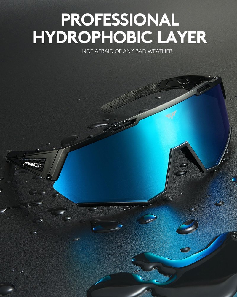 AMANEEST Safety Sunglasses for Men and Women,for Running Cycling Construction UV Protection(Ice-Blue Lens&Night Lens,Gray Polarized Lens)