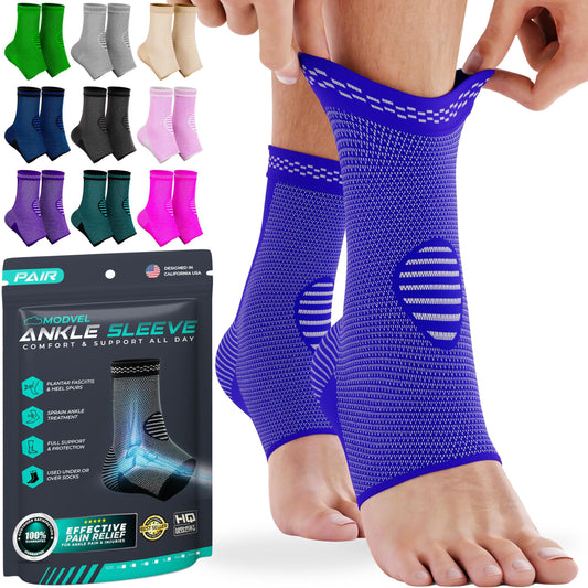 Modvel Foot & Ankle Brace Socks for Sprained Ankle Compression Sleeve - Foot Support for Women & Men - Tendonitis & Arthritis Ankle Brace Sports Running, Torn Ligaments & Women Stabilizing Ankle Wrap