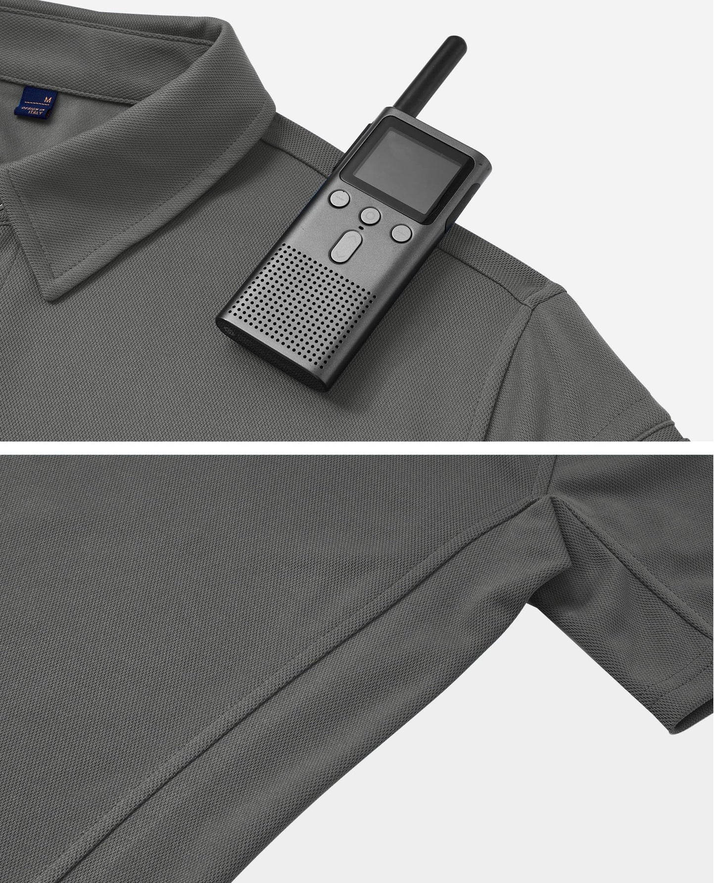 Alimens & Gentle Tactical Polo Shirts for Men Short Sleeve Performance Stretch Golf Shirt Quick Dry Work Sport Casual Tops M Grey