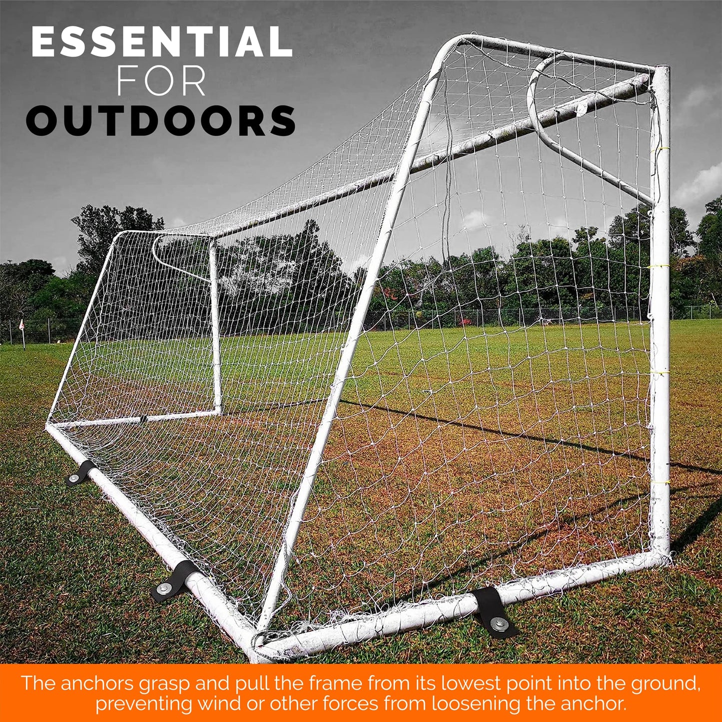 Trampoline Anchors High Wind Heavy Duty 12" Set of 4/6/8 with Straps, Drill Bit - Trampoline Anchor Kit - Trampoline Stakes Anchors High Wind - Ground Anchors - Trampoline Wind Stakes - Ground Stakes