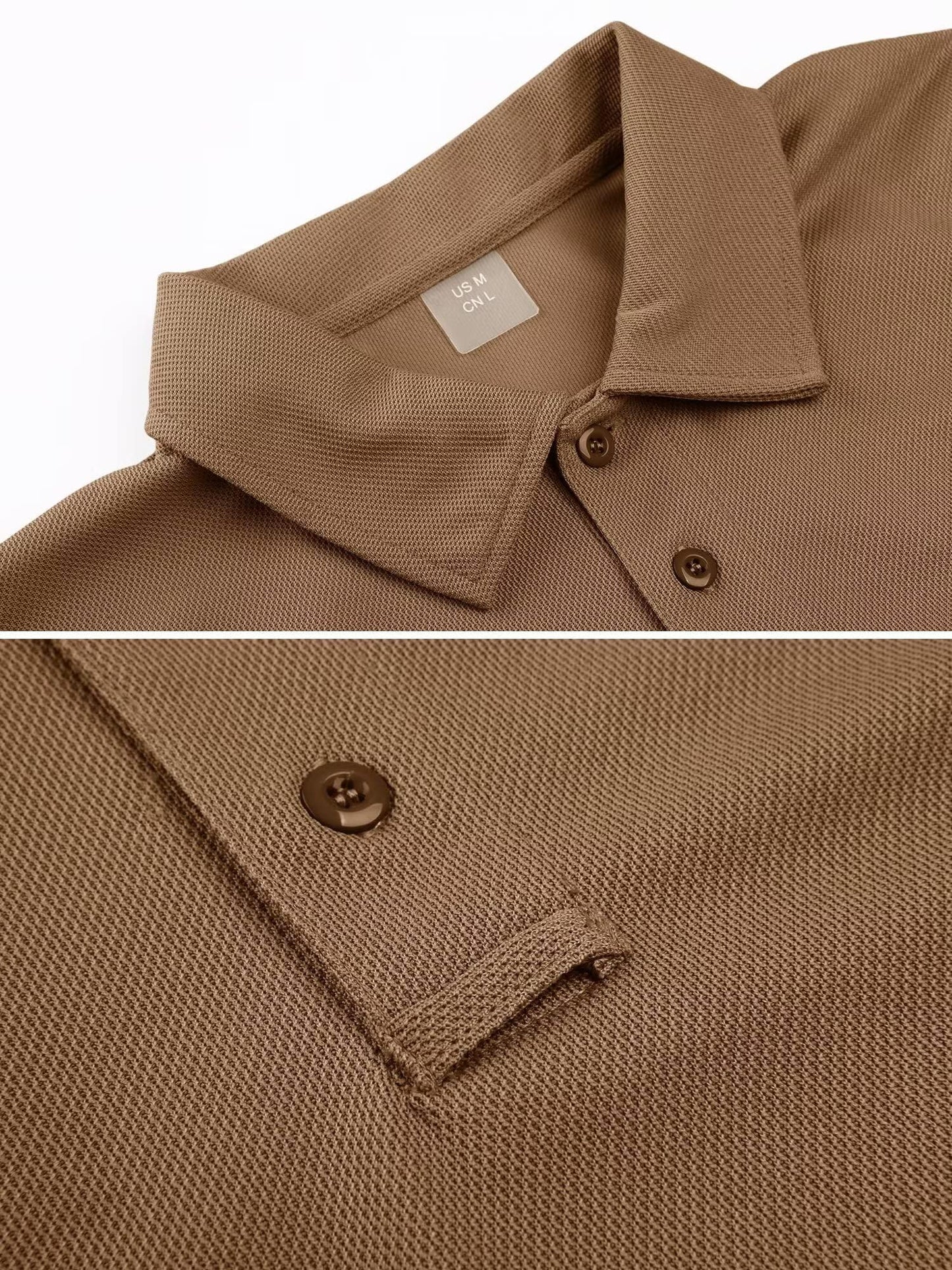 MAGCOMSEN Mens Polo Shirts Short Sleeve Golf Work Casual Quick Dry Breathable Summer Shirt Brown L