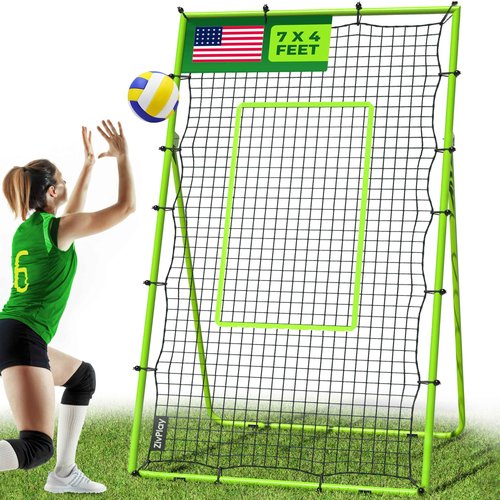 Volleyball Rebounder Net 7x4 ft Volleyball Rebounder Bounce Back Training Equipment for Volley Ball Practice Volleying Bumping Spiking Lacrosse Training with Five Adjustable Rebound Angles
