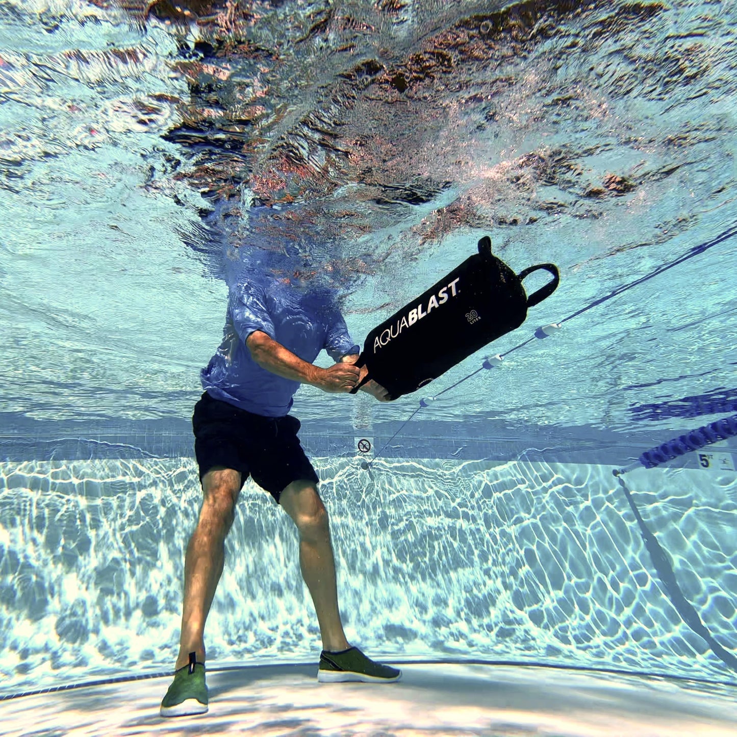 AquaBLAST 20-Liter V2 Water-Filled Fitness & Punching Bag for Swimming Pools, Muscle-Building Aquatic Workouts, Strength Training & Cardio