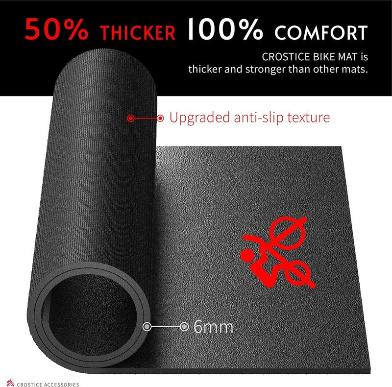 Bike Trainer Mat for Peloton & Treadmill | 6mm Thick Under Mat Protects Hardwood Floors