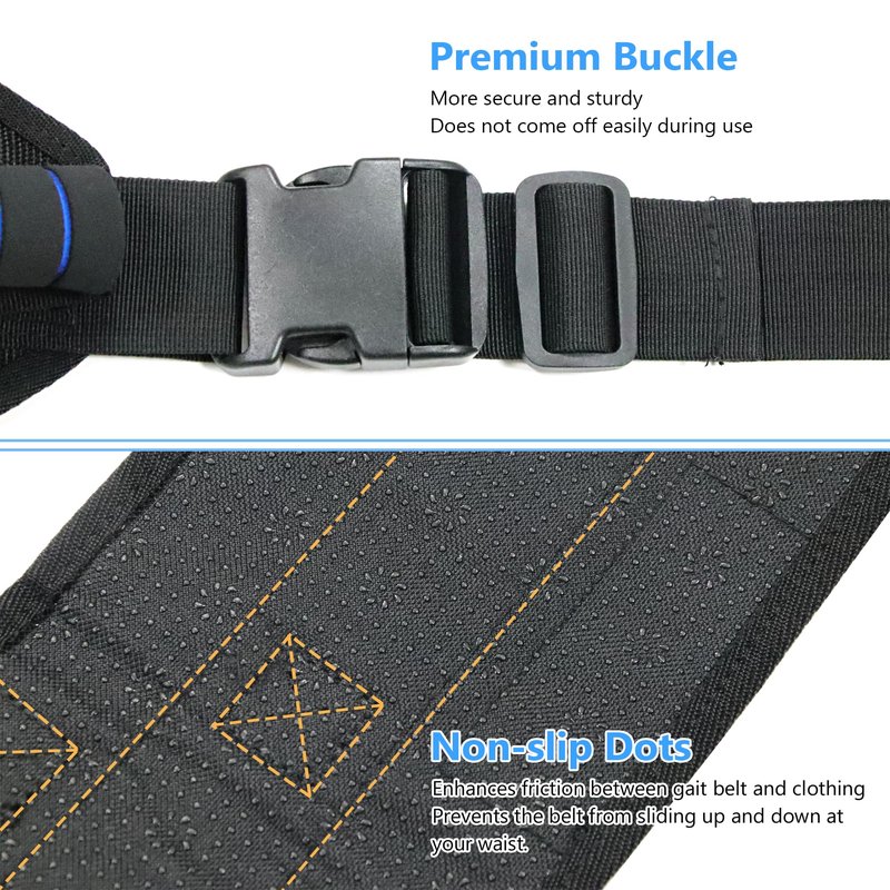 BRMDT Gait Belt Transfer Belts for Seniors, Gate Belts Medical for Elderly Mobility Limited People Standing & Walking Assist Aid, 5.4" Widened Gait Belt with 7 Soft Handles, Quick Release Buckle & Adjustable Waist Size 30.9"-55.9"
