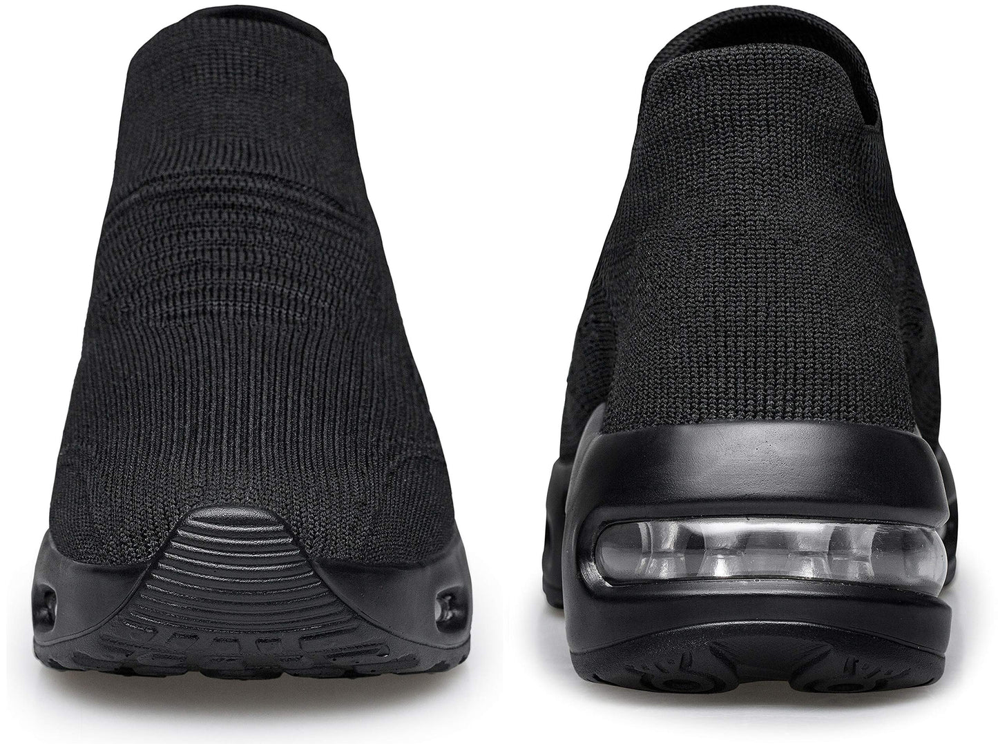 DOUSSPRT Womens Walking Sneakers Slip on Sock Shoes Mesh Air Cushion Platform Workout Tennis Loafers Fashion Casual 002 allblack US Size 8
