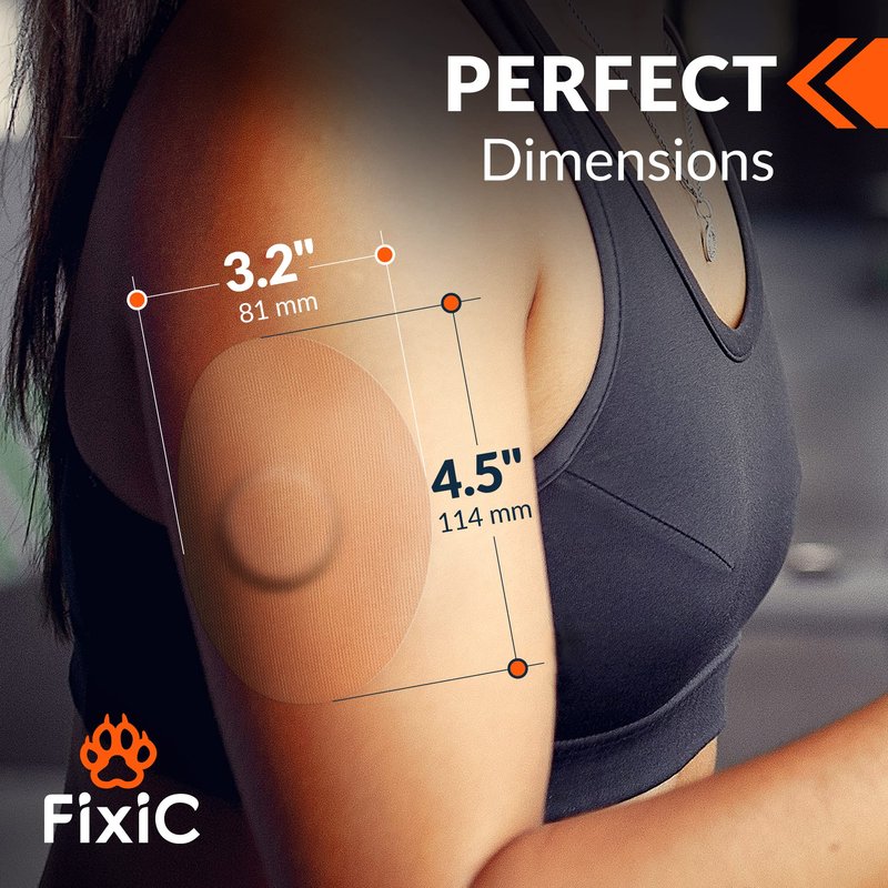Fixic Freestyle Adhesive Patches 25 PCS – Good for Libre 1, 2, 3 & Plus – G7 & Stelo – Guardian – Waterproof Adhesive Bandages – Libre Covers – Pre-Cut Back Paper – Long Fixation for Sensor! (Tan)