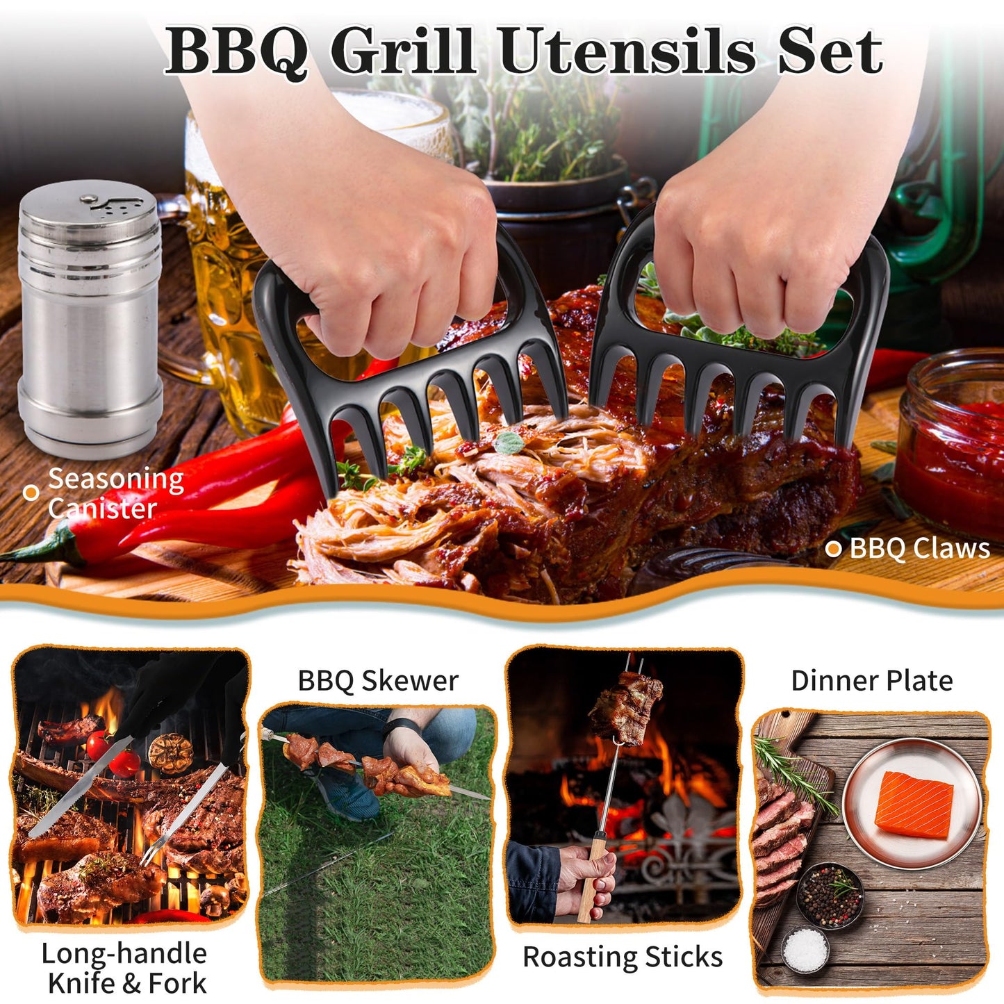Wesqunie Camping Essentials Cookware Cooking Utensils Set - Portable Camp Kitchen Mess Kit Outdoor Accessories, Stainless Steel & Silicone, Camping Gear Equipment for RV Picnic Grill, 50PCS Green
