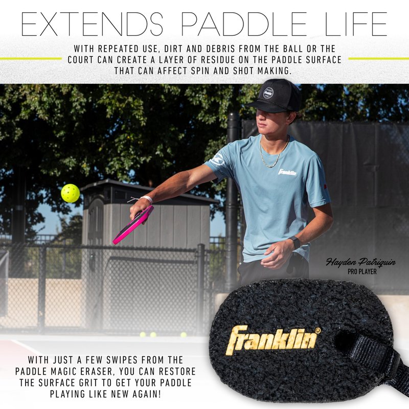 Franklin Sports Pickleball Eraser Cleaner - Paddle Magic Carbon Fiber Paddle Eraser - Cleans Carbon Fiber Face Rackets - Easy to Use Accessories for Pickleball Equipment Maintenance + Cleaning