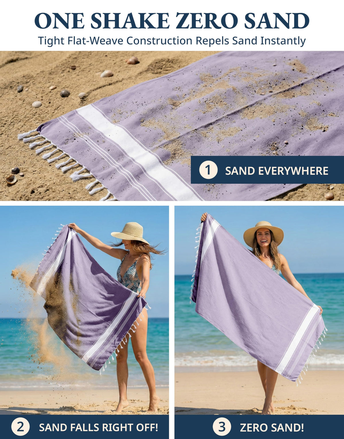 LANE LINEN Beach Towels 4 Pack Oversized - Turkish Towel Set, Pre-Washed Oversized Beach Towel, Quick Dry Beach Towels for Travel, Beach Towel Large, 39"x71" - Regal Orchid