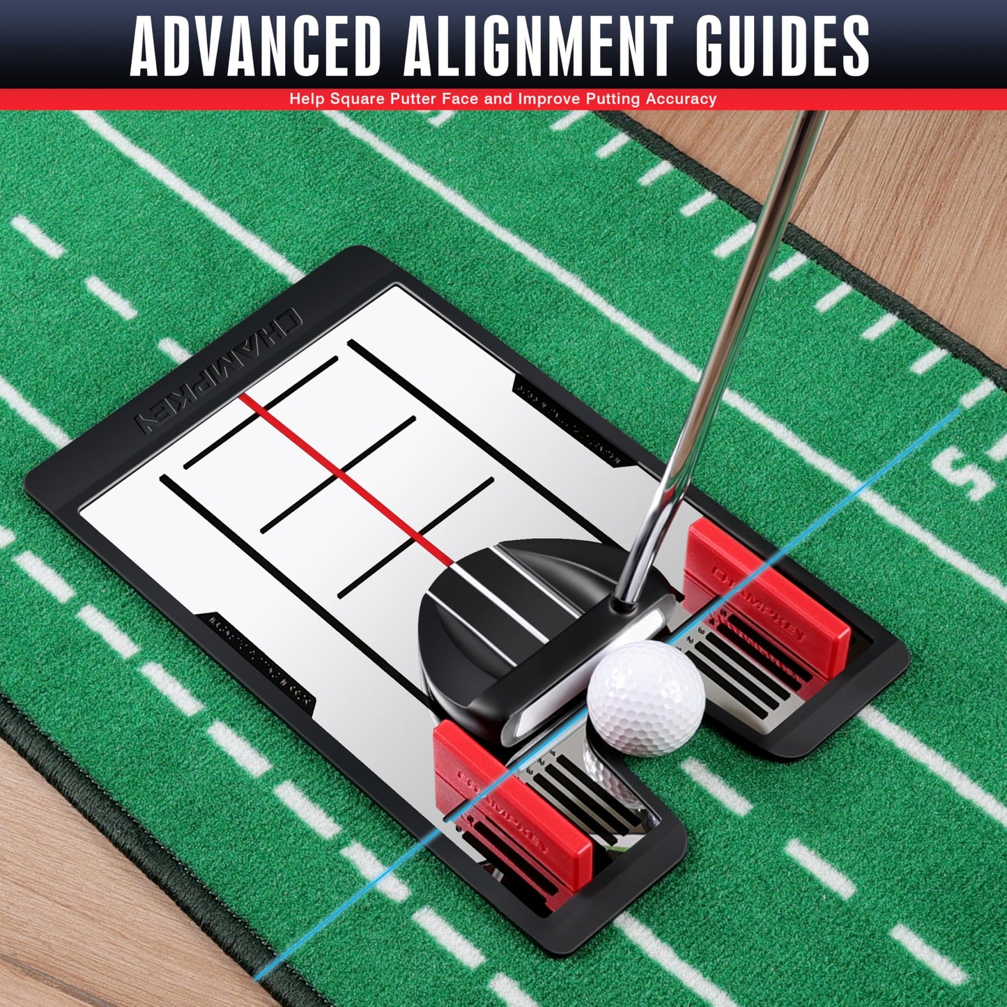 CHAMPKEY Magnetic Putting Mirror - Alignment Putting Aid for Golf - Professional Putting Thing with Golf Gates Ideal for Indoor and Outdoor Training (Mirror with Gates)