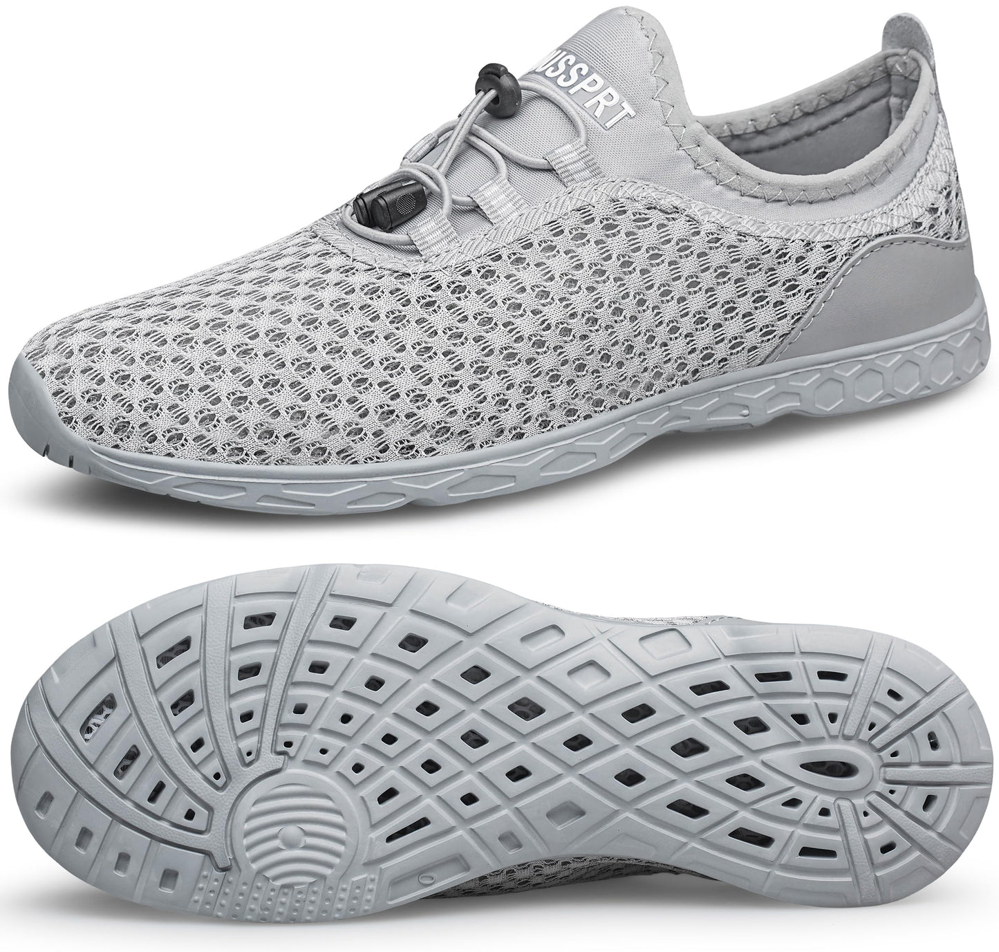 DOUSSPRT Men's Water Shoes Quick Drying Sports Aqua Shoes AllGrey Size 13