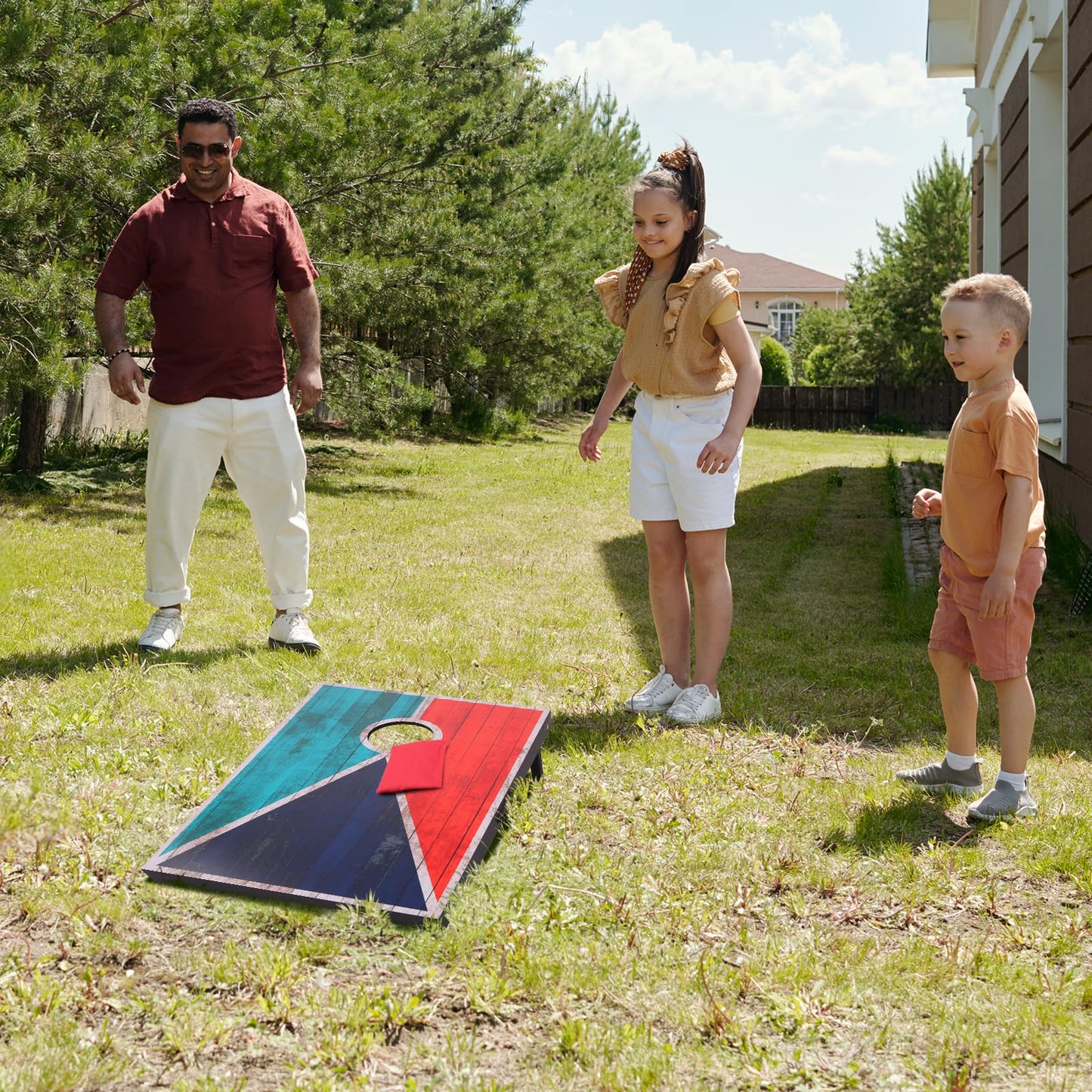 Outball Cornhole Set Corn Holes Sets with Bags & 8 Bean Bags, Cornhole Boards Bean Bag Toss Games for Adults and Family Outside Lawn Beach Backyard 3x2 Feet