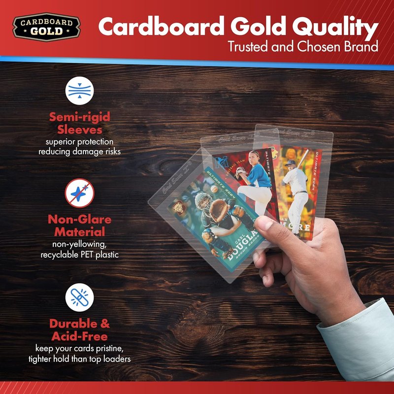 Gold Card Saver 1-1000 Count | Semi-Rigid Trading Card Holder - PSA-Approved Protectors for Baseball & Sports Cards