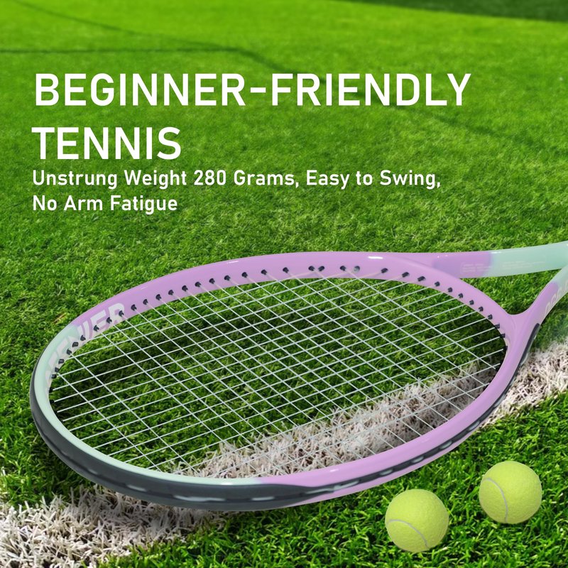 OGEENIER 27" Tennis Racket for Adults, Pre-Strung Tennis Racquet for Beginners, Lightweight and Recreational Rackets with 1 Overgrip and 3 Tennis Balls