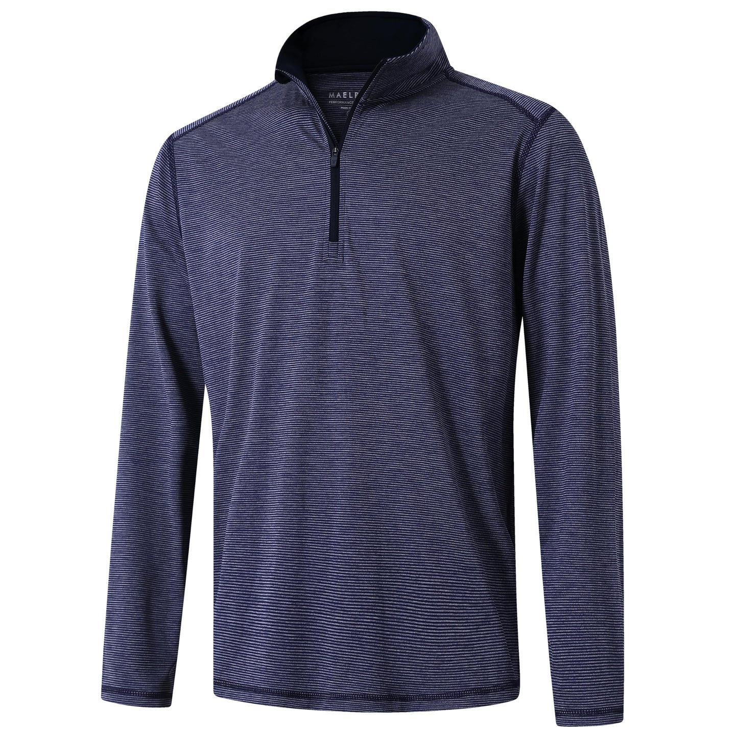 M MAELREG Mens 1/4 Zip Pullover Striped Mock Neck Lightweight Melange Golf Half Zip Sweatshirts for Men