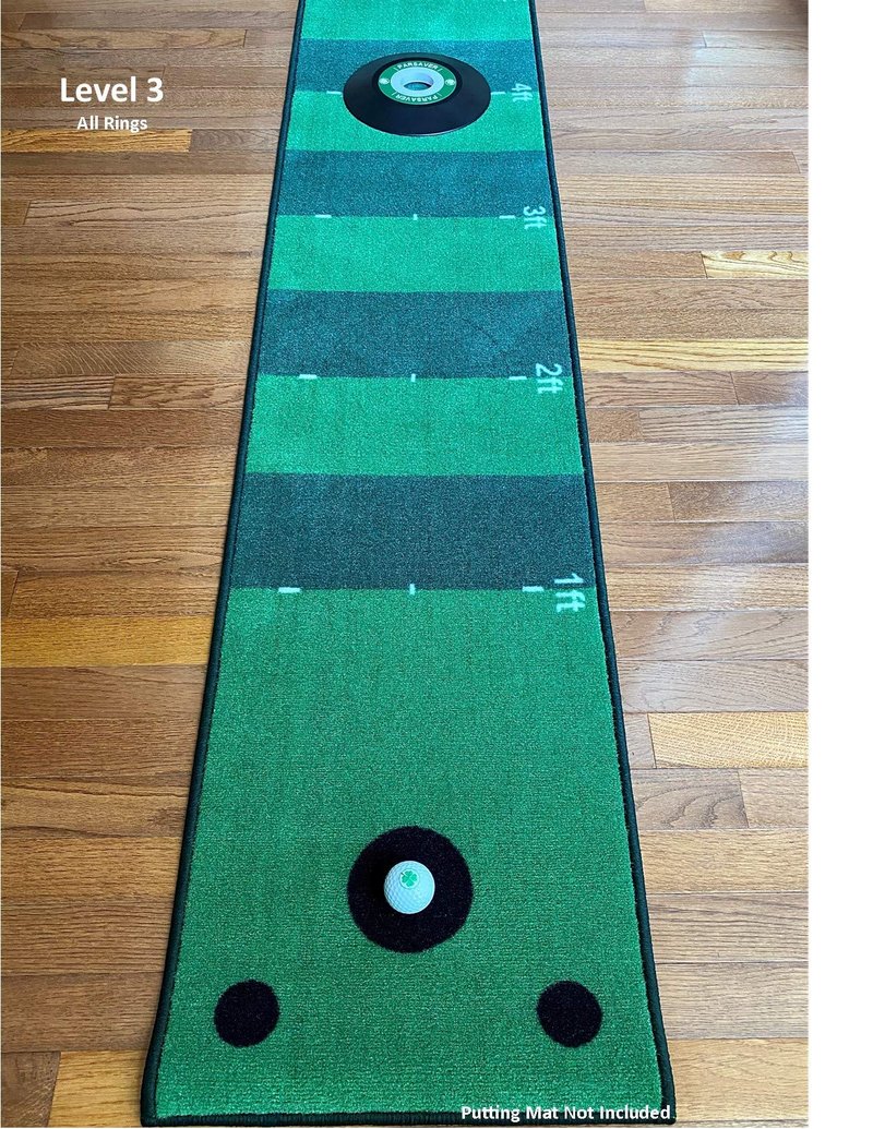 3Ring Putt Trainer Plus Tray - Golf Hole Reducer - Indoor and Outdoor Putting Aid Golf Accessory - Pressure Putt Trainer (3Ring Training Aid + Tray)