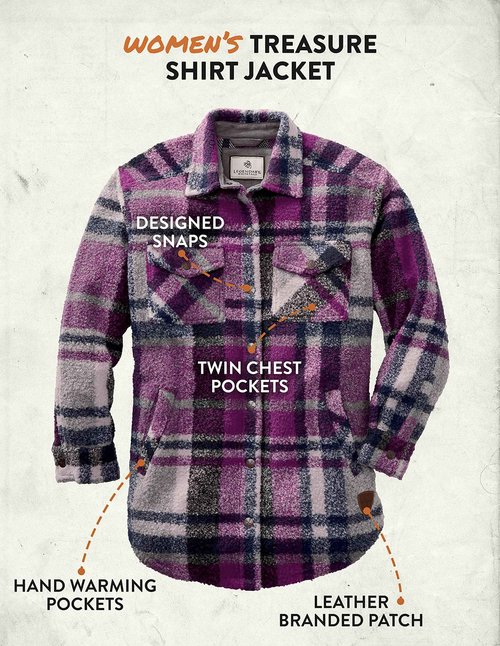 Legendary Whitetails Women's Standard Treasure Shirt Jacket, Plum, Medium