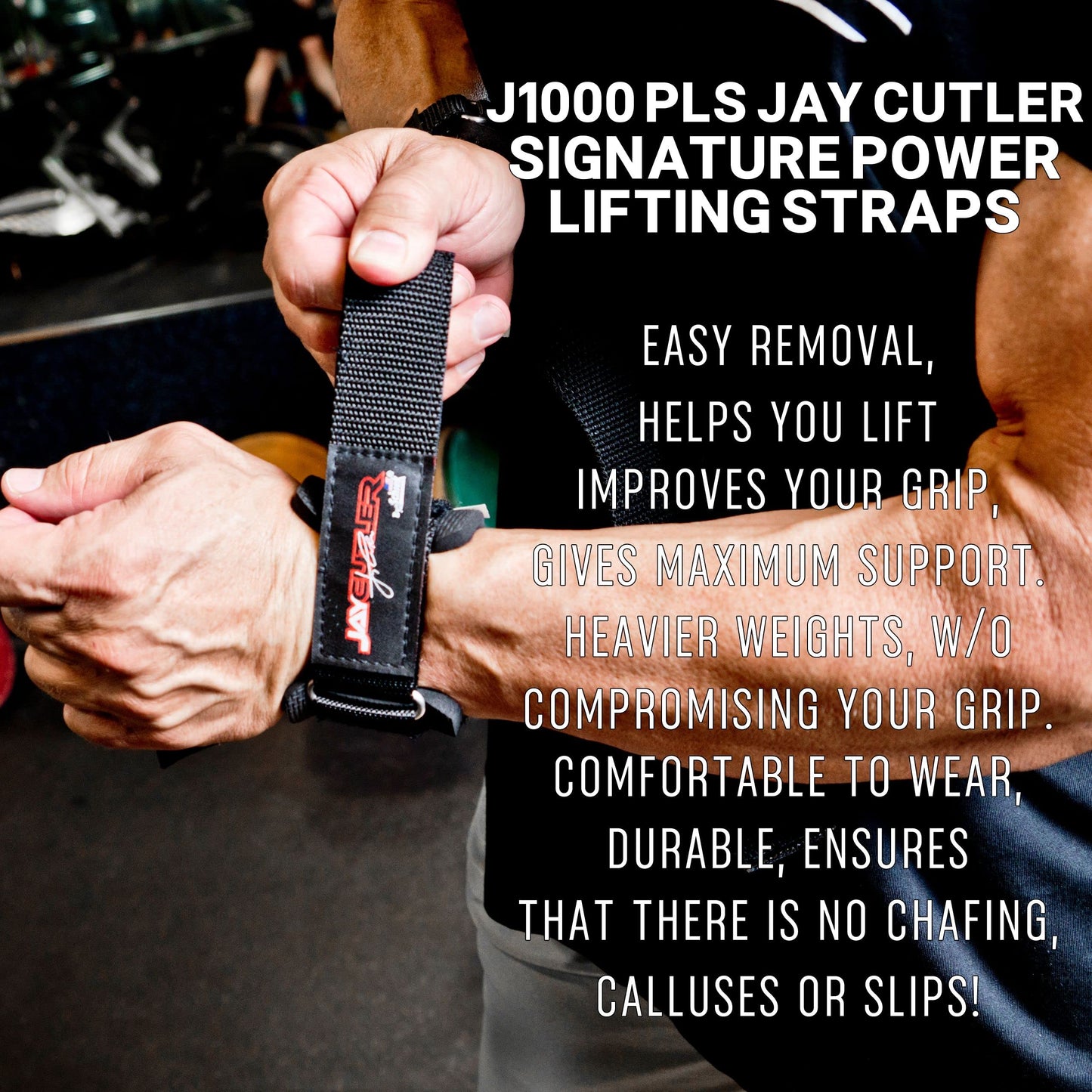 Schiek Sports Model J1000PLS Jay Cutler Signature Power Lifting Straps - Black